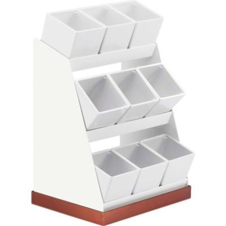 CAL MIL PLASTICS Cal-Mil 3018-55-12 Luxe 9 Bin Jar Condiment Display Glass Jars White S/S 12-1/8"W x 9"D x 15-1/2"H 3018-55-12